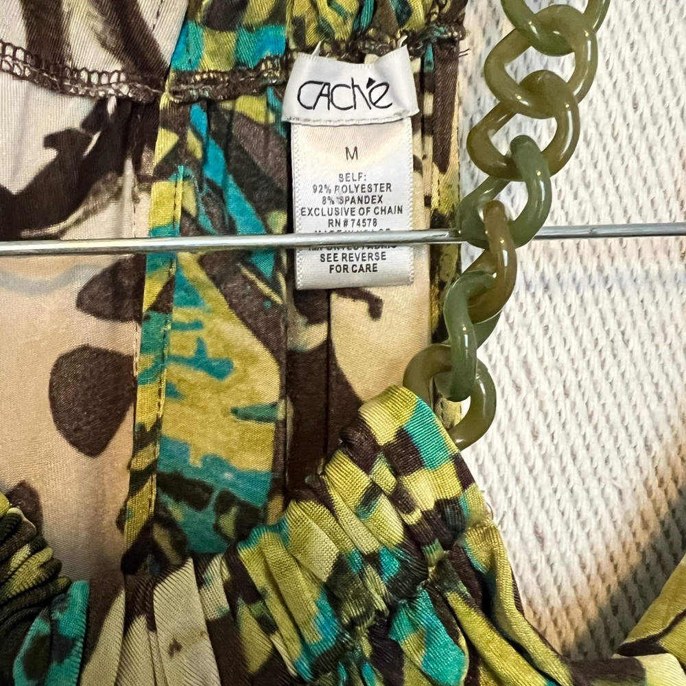 Cache Vibrant Green and Black Patterned Top - Picture 4 of 5
